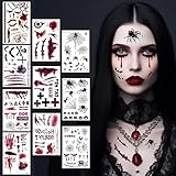 Halloween Tattoo, 10 Blatt Halloween Karneval Kostüm Damen Herren Gesicht...