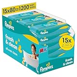 Pampers Fresh Clean Feuchttücher 15 Packungen mit 80 Stück, 1200...