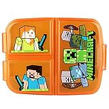 p:os p:os Minecraft Brotdose für Kinder mit 3 Fächern, Lunchbox aus...