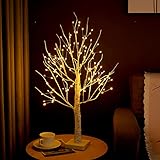 DiliDala Birke Lichterbaum Innen 60cm, 144 Warmweiß LEDs Baum Lichter...