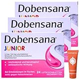 Dobensana Junior 3x 24 Lutschtabletten I Erdbeer-Halspastillen für Kinder...