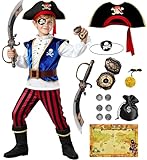 Mishopy Piratenkostüm Kinder Jungen Piraten Spielzeug Set Piratenhut...