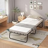 DUlVBPE Klappbares Bettgestell 80×190cm Metallbett mit Stauraum...