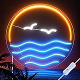 ALITOVE Neon Schild Sunset Neon Sign Sunrise and Sea LED Leuchtreklame...