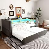 Polsterbett Ausziehbares Bett 90/180x190, Schlafsofa Bett mit...