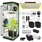 Daromigo Growzelt Komplettset 60x60x140cm mit Dimmbarer LED Grow Lampe,...