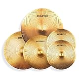 SHAEVLE Becken mit geringer Lautstärke, Golden Mute Becken, 35,6 cm Hi-Hat...