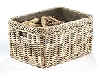 Kobolo Kaminholzkorb – Rattan Holztrage für Brennholz, Kubu grau mit...