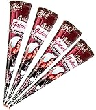 4x Golecha 100% Natural Henna Paste Cones Kegel (Rot-Braun) No Mix, No PPD,...