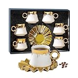 6PCS Teeservice für Porzellan Europäisches, 100 ML Keramik Kaffeeservice...