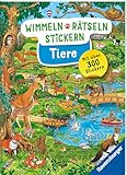 Ravensburger Wimmeln, Rätseln, Stickern: Tiere - Stickerbuch ab 4 Jahren,...