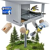 Vogelhaus mit Ständer [wetterfest] - 3-in-1 Futterhaus für Vögel -...