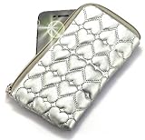 'Miss' Luxurious Padded Silver Faux Leather Zip Wallet/Holder with 'Party'...