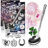 com-four® Zinngießen mit 10 schweren Figuren und 2 Löffel,...