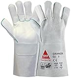 Hase Leichte Schweißerhandschuhe GRANADA Rindnarbenleder TÜV GS, Grau, 10