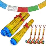 XSHAO® 4 Stück Tibetische Gebetsfahnen, Gebetsfahnen Tibet Outdoor mit 4...