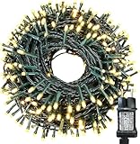 Qedertek Lichterkette Weihnachtsbaum 20M 200 LED Lichterkette Außen Strom...