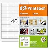 Printation Universal Etiketten 48,5 x 25,4 mm 40 selbstklebend weiß...