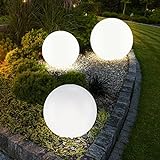 etc-shop 3er Set LED Außen Solar Kugel Leuchten Garten Beleuchtung Rasen...