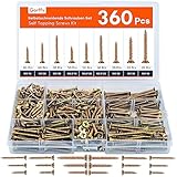 Gorffy Schrauben Set, 360 PCS Holzschrauben, Selbstschneidende Schrauben...