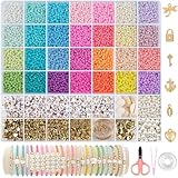 RUBY 3mm Perlen für Armbänder Pastell, 28 Bunte Makkaron Matte Glasperlen...