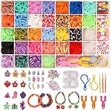 2500+ Loom Bänder Set, 40 Rastern Bunte Gummibänder Kit für Armbänder,...