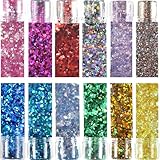 VEROA 12 Farb-Set Festival Glitzer Gesicht Body Glitter für Festliche...