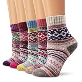 5 Paar - Moliker Wollsocken,Frauen Socken Wintersocken Jahrgang Sanft Warme...