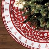 120cm Weihnachtsbaumrock,Roter Baumrock,Leinen-Weihnachtsbaumrock mit...