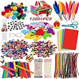 Bastelset Kinder, 1300+PCS DIY Basteln Bastelkoffer, Bastelzubehör...