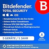 Bitdefender Total Security 2025 | 5 Geräte | 1 Jahr | PC/Mac/iOS/Android |...