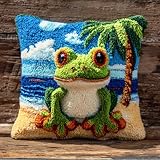 Taxpy Knüpfhaken-Set, 3D-Kissenmaterialien, Großaugenfrosch,43X43Cm...