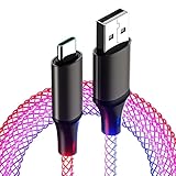 1M USB C Kabel Led,RGB USB A auf Typ C Ladekabel,Usb C Ladekabel Led 66W...