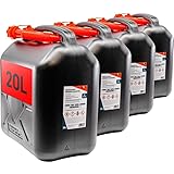 KOVA 4x Benzinkanister 20L SCHWARZ Kunststoff Dieselkanister...