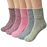 Airabc 5 Paar Thermosocken Damen, Wollsocken, Warme Wintersocken Damen,...