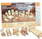 BOHS 34 Stück Puppenhausmöbel Bastelset - Holz 3D Puzzle -...