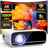 Beamer 4K Unterstützt, 15000L Native 1080P 5G WiFi Bluetooth Projektor mit...