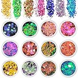 AOOWU Glitter, 12 Farben Festival Glitzer Gesicht, Halloween Schminke...