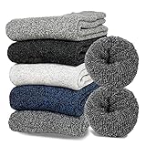 Josnown Thermosocken Herren, 5 Paar Dicke Warme Wintersocken mit Weichem...