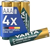VARTA Batterien AAA, wiederaufladbar, 4 Stück, Power on Demand Recharge...