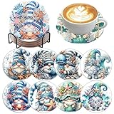 8 Stück Weihnachtsuntersetzer mit Diamantbemalung, Diamond Painting...