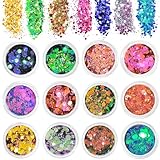Festival Glitzer Gesicht, 12 Farben Gesicht Body Glitter, Chunky Sequin...
