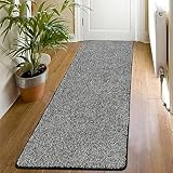 SHACOS Teppich Läufer Flur rutschfest, 60x180 cm, Schwarz, Modern,...
