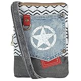 Sunsa Damen Umhängetasche. Nachhltig Tasche aus recycelte Jeans & Canvas....