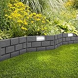 1,8 Meter LED leleuchtete Solar Beetumrandung Steinoptik 4 Stück je...