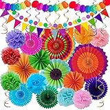 Huryfox Bunte Party Deko für Gartenpartys, Geburtstage und Karneval - 33...