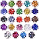 Festival Glitzer Gesicht 24 Farben, Holographischer Chunky Glitzer für...