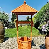 DARLUX Garten-Deko-Achteck-Brunnen Holz Brunnen Braun Höhe 130 cm...