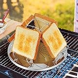 mizikuu Camping Toaster für Gaskocher, 4 Scheiben Toastablett Edelstahl...