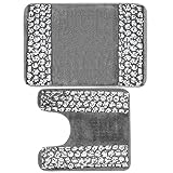 Beliebtes Sinatra Silber Badezimmer, Bad & Contour Teppich Set